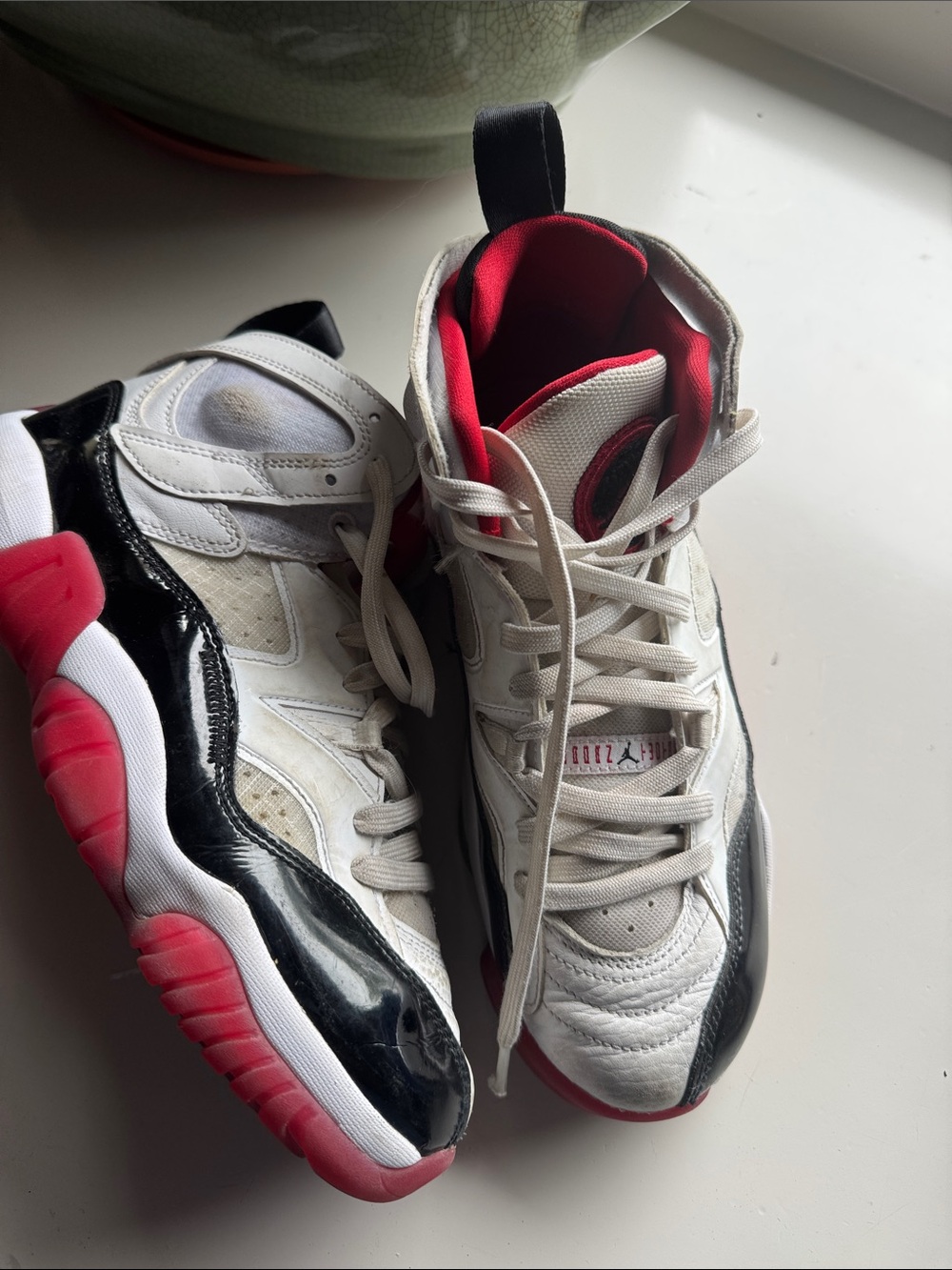 Nike Air Jordan Red Youth Sneakers with White Jumpman Tag